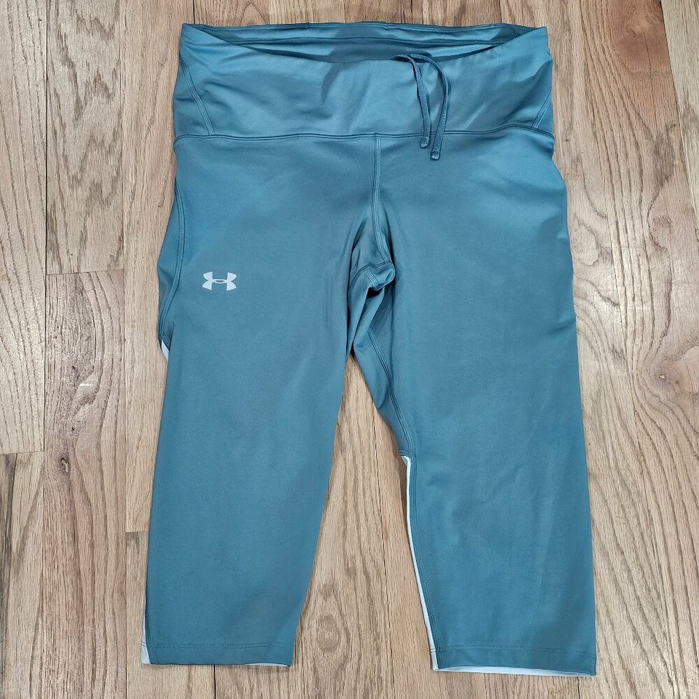 Under Armour HeatGear Compression Capri Leggings XL or L Teal